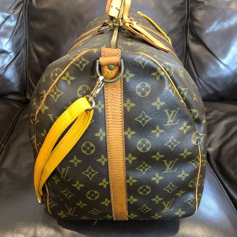 LOUIS VUITTON Monogram LV55 Keepall Bandolier Strap Luggage Tag Lock Key VI8902